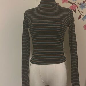 Garage | Stripped Long Sleeve Top with High Neck Size Small